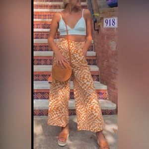 Free People NWT Menorca Cropped Wide Leg Print Pants